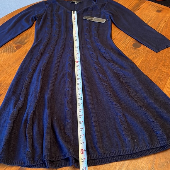 NWT Black Label by Evan Picone Navy Blue Long Sleeve Knitted Sweater Dress Large - Picture 11 of 13